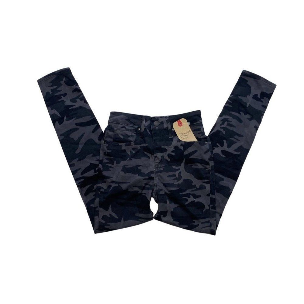 Levi's‎ 721 Skinny Ankle Jeans 26 Gray Camo Women's High-Rise Stretchy NEW